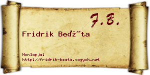 Fridrik Beáta névjegykártya