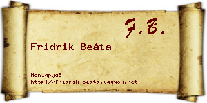 Fridrik Beáta névjegykártya